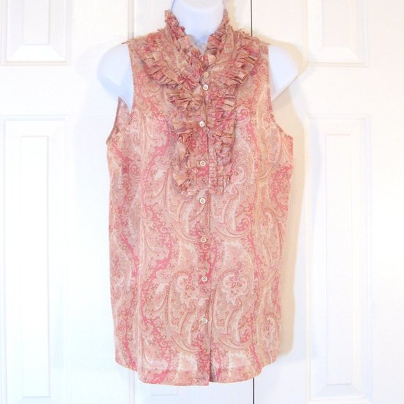 J. Crew | 'Pilar' Ruffle Collar Paisley Printed Cami Blouse Top - Picture 2 of 10